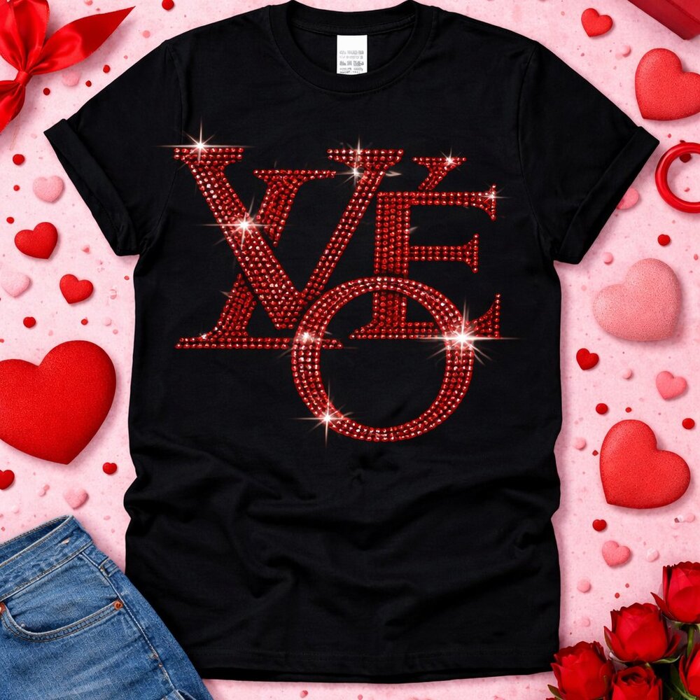 LOVE Red Rhinestone Shirt | Valentine’s Day Sparkle Tee | Boutique Glam Top ❤️